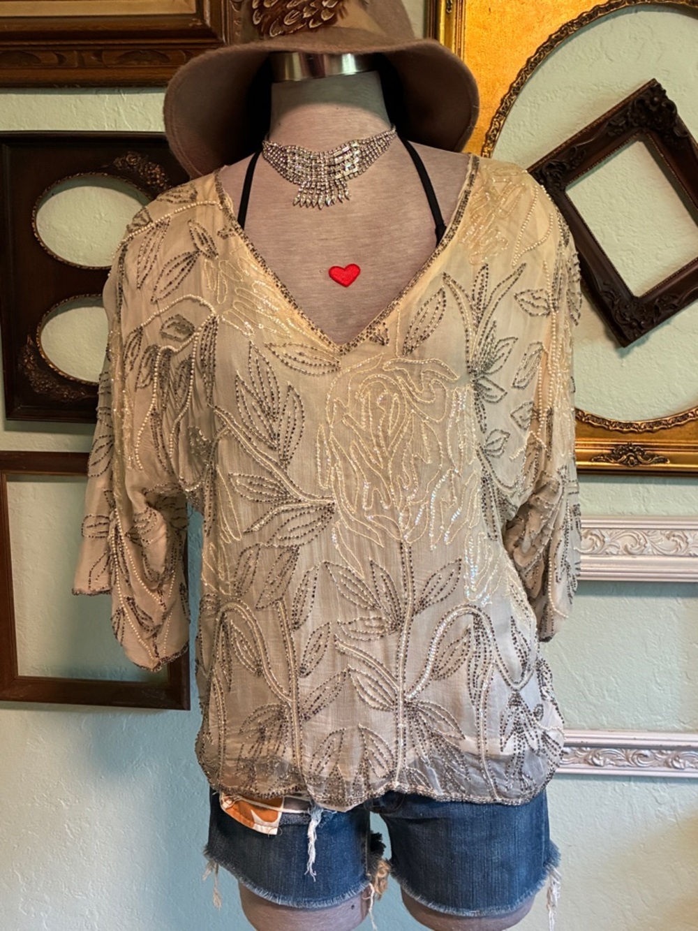 Vintage Beaded Blouse